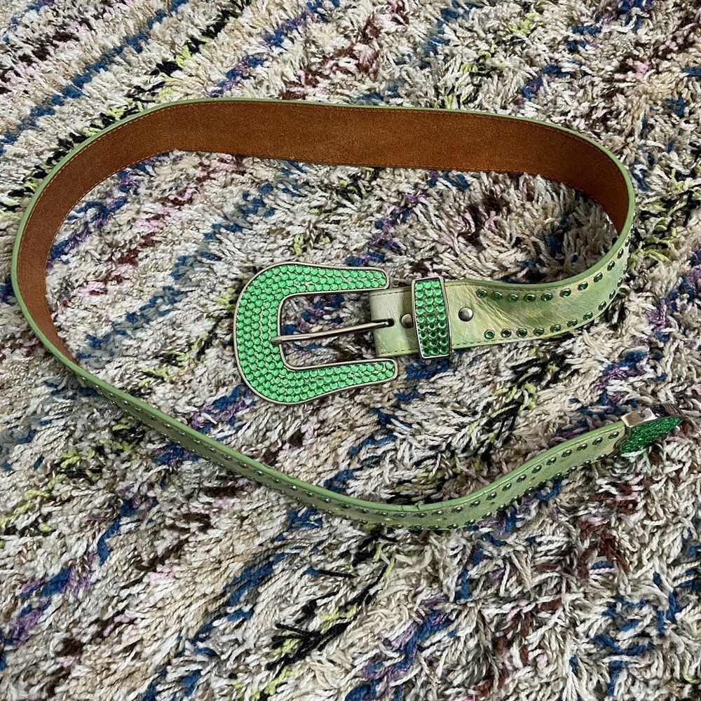 ‎3D leather women’s rhinestone belt